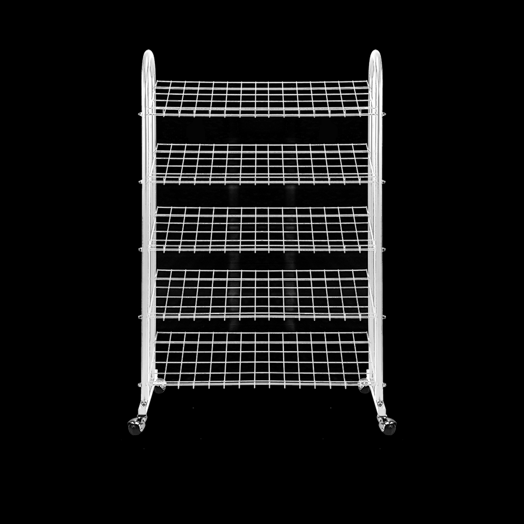 Shoe Rack Stand, Metal, 5 Grid Tiers with Wheels