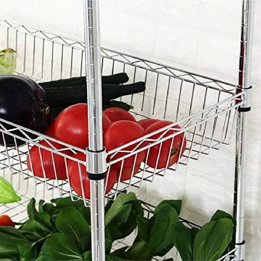 Metro Wire Shelving System, 4 Baskets Tiers, Chrome