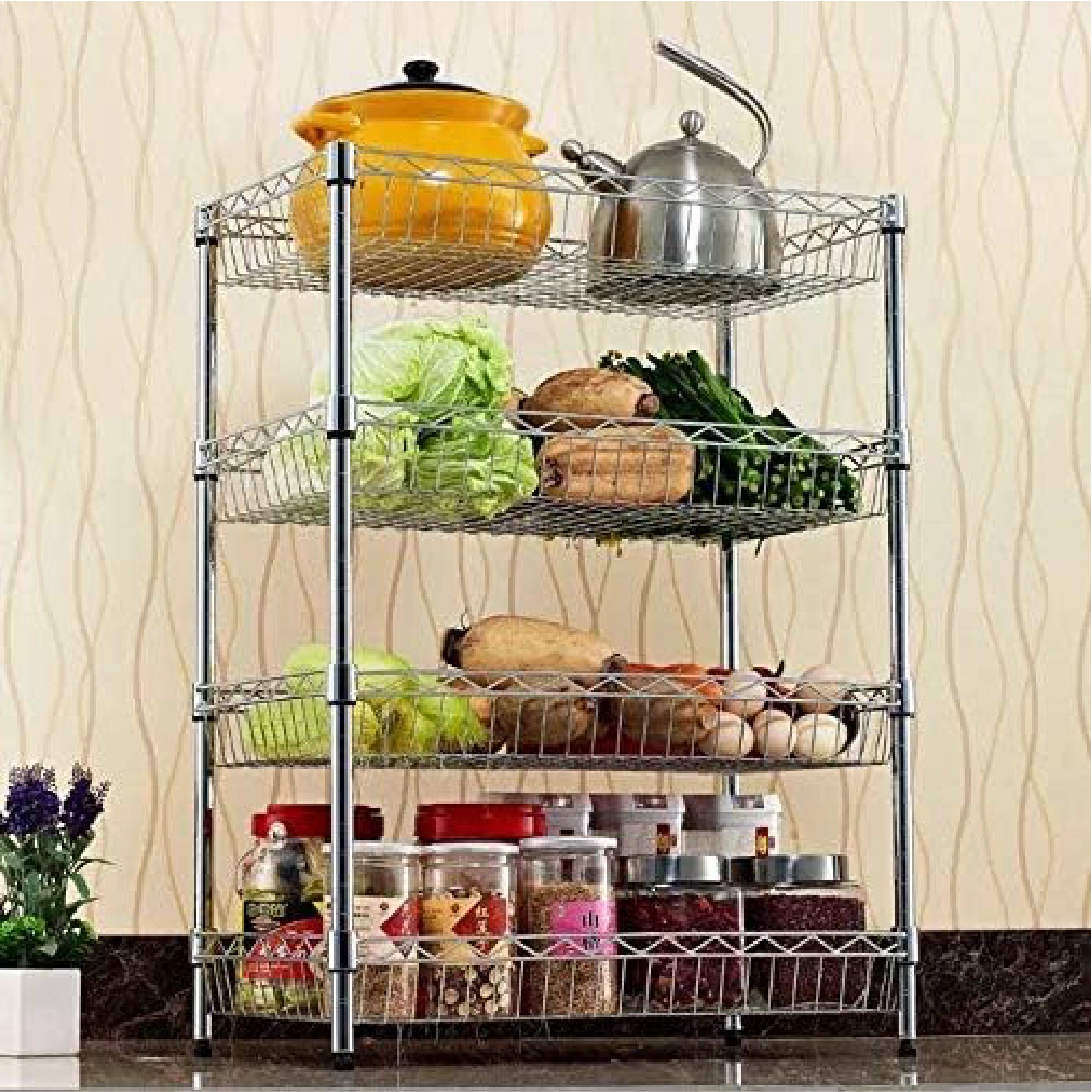 Metro Wire Shelving System, 4 Baskets Tiers, Chrome