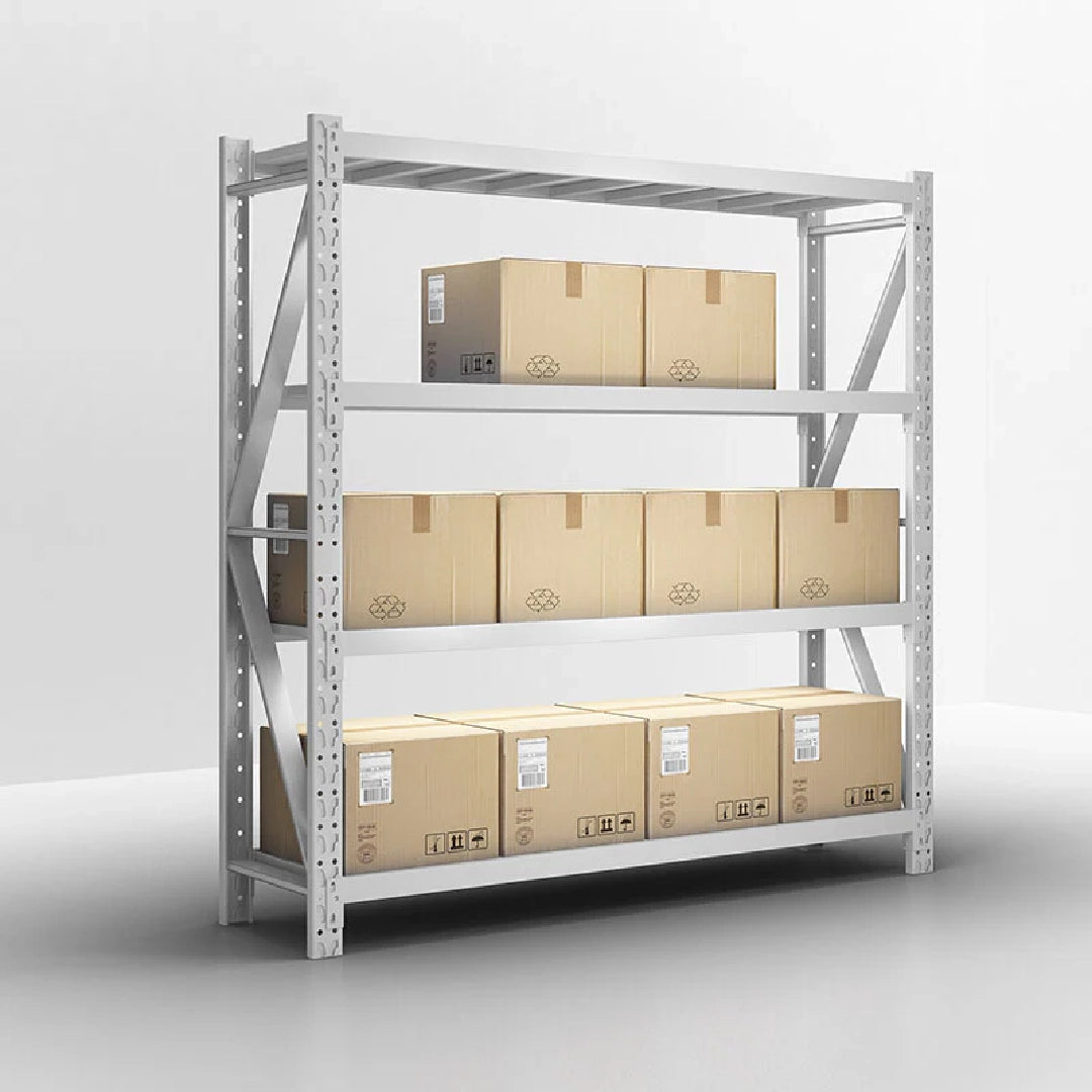 Storage Shelving Rack, 4 Adjustable Tiers, Metal, White Color, Light-Duty