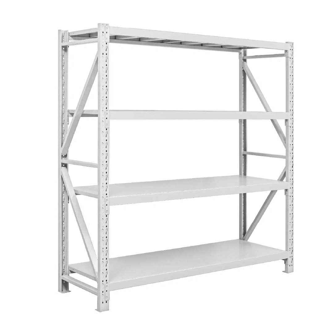 Storage Shelving Rack, 4 Adjustable Tiers, Metal, White Color, Light-Duty