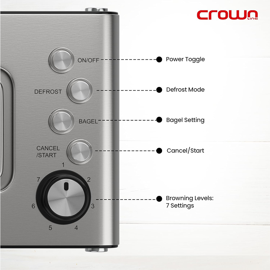 Crownline Long Slot 2 Slice Glass Toaster TR-274