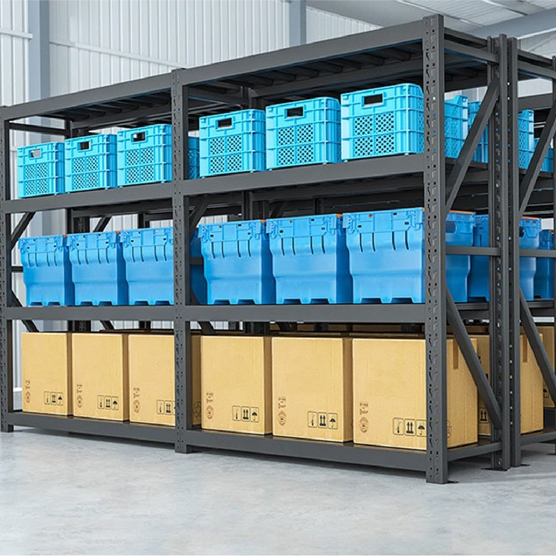 Storage Shelving Rack, 4 Adjustable Tiers, Metal, Black Color, Medium-Duty