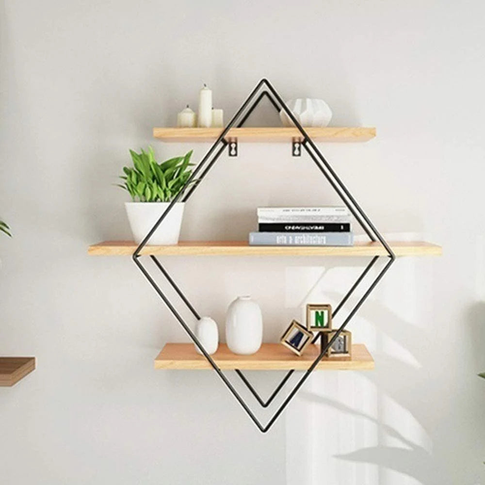 Iron Wooden Wall Mounted Book Storage Rack