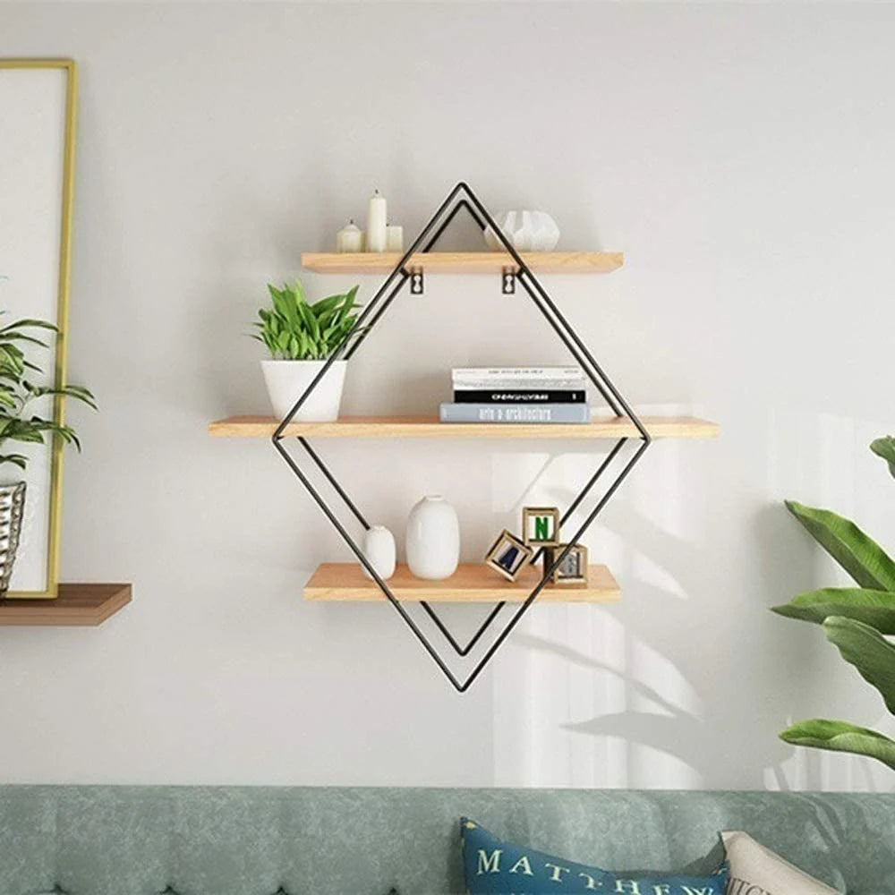 Iron Wooden Wall Mounted Book Storage Rack