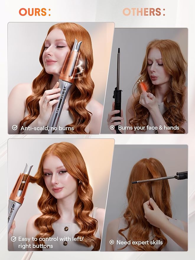SHEGLAM Automatic Curling Iron 1 inch with 3 Temperatures Fast Heating