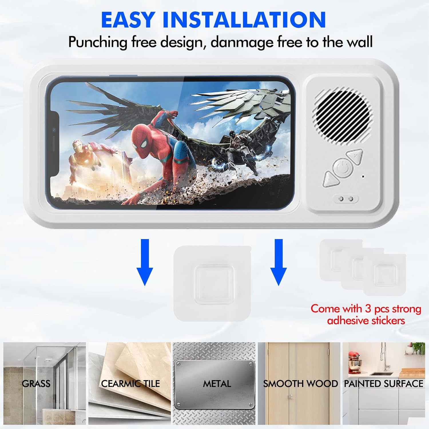 Shower Phone Holder with Wireless Bluetooth Speaker