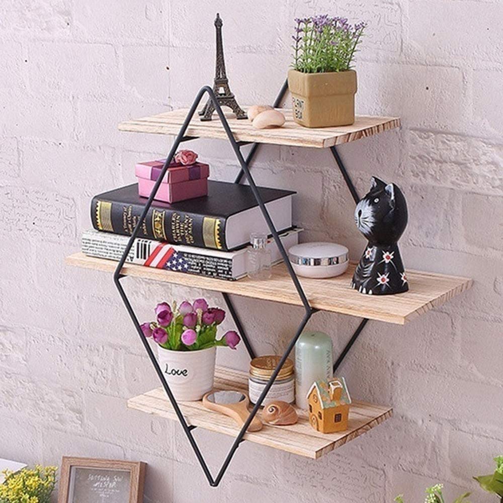 Iron Wooden Wall Mounted Book Storage Rack