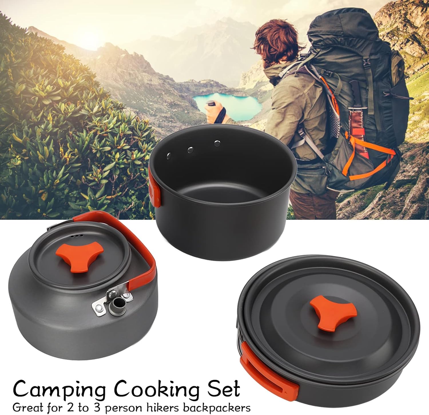 Camping Cooking Set with Tea Kettle Storage Bag