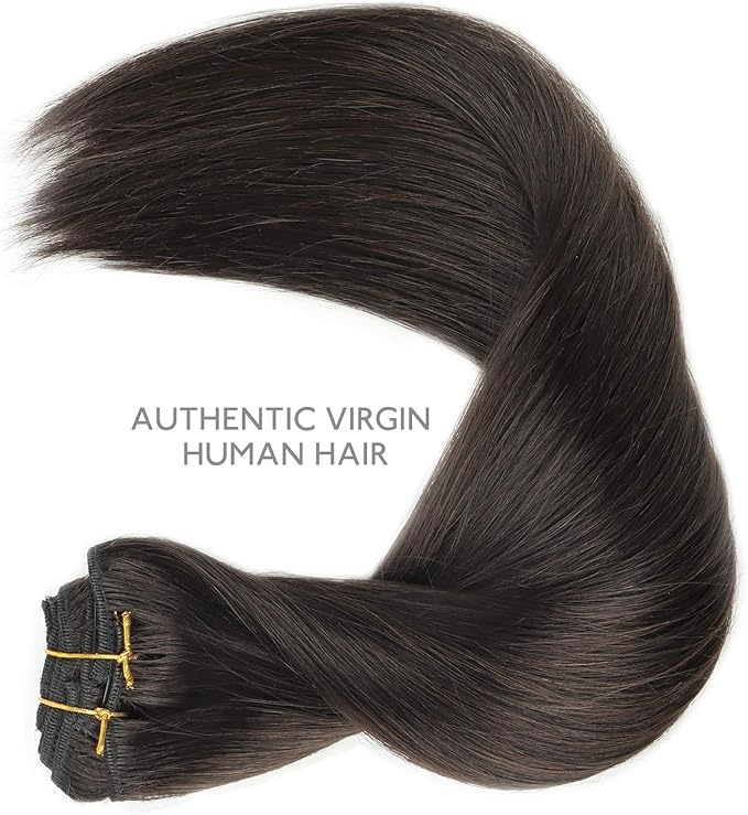 Human Hair Extensions, 16 Inch 120g 7pcs Dark
