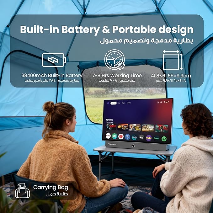 Powerology Portable FHD TV 1080P,Portable Smart TV 24 INCH