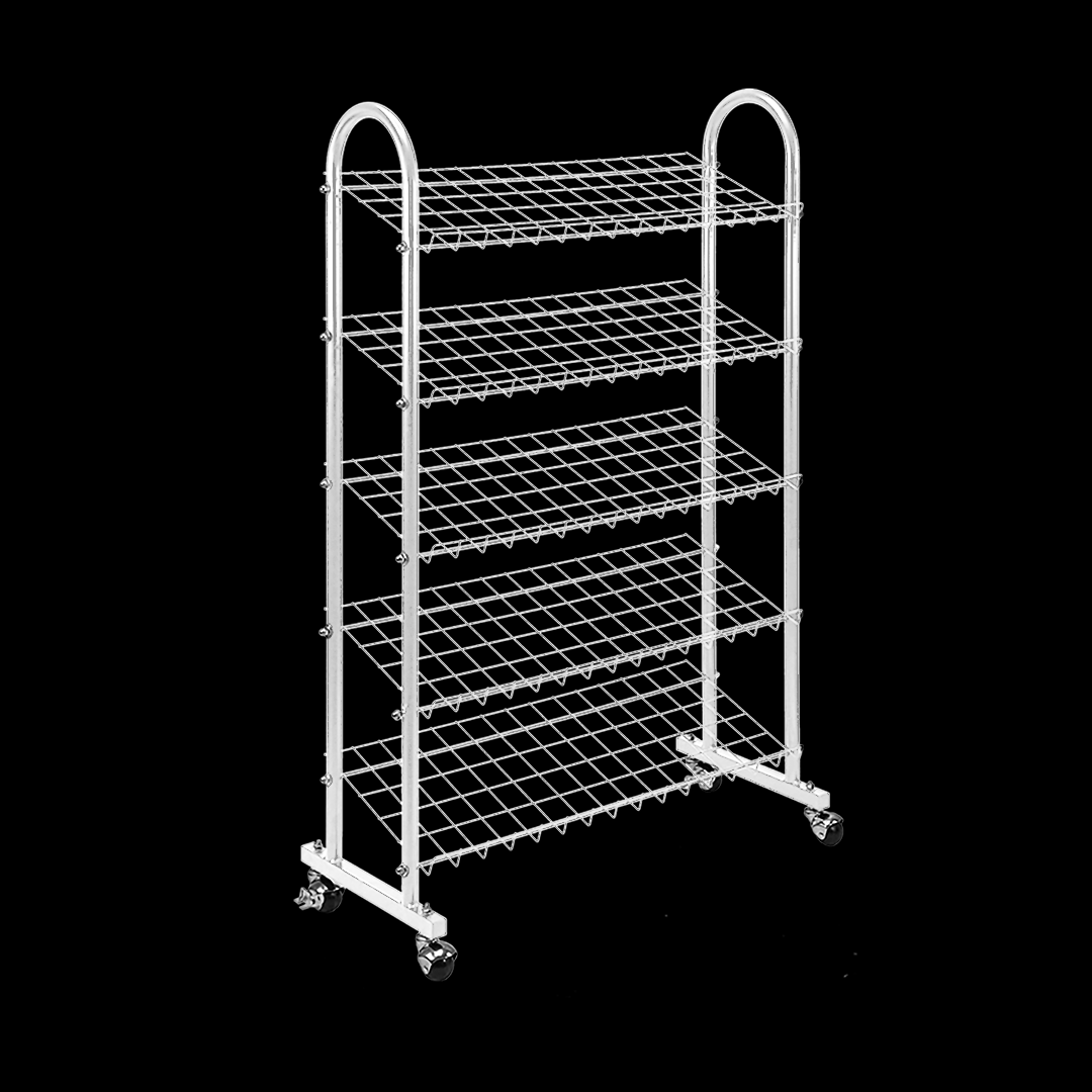 Shoe Rack Stand, Metal, 5 Grid Tiers with Wheels