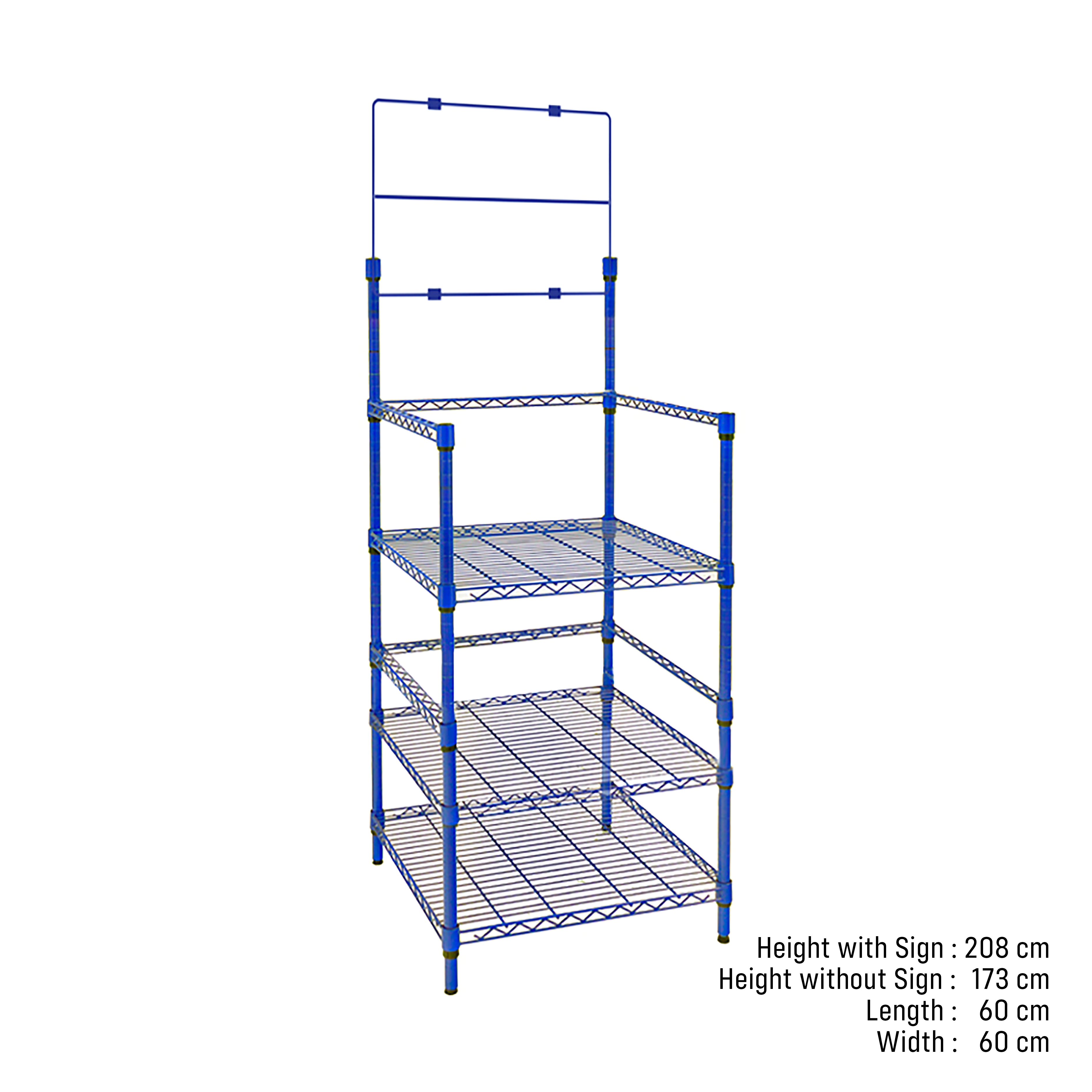 Shelving Rack for Water Bottles, 3 Tiers with Sign Holder, Metal, Blue