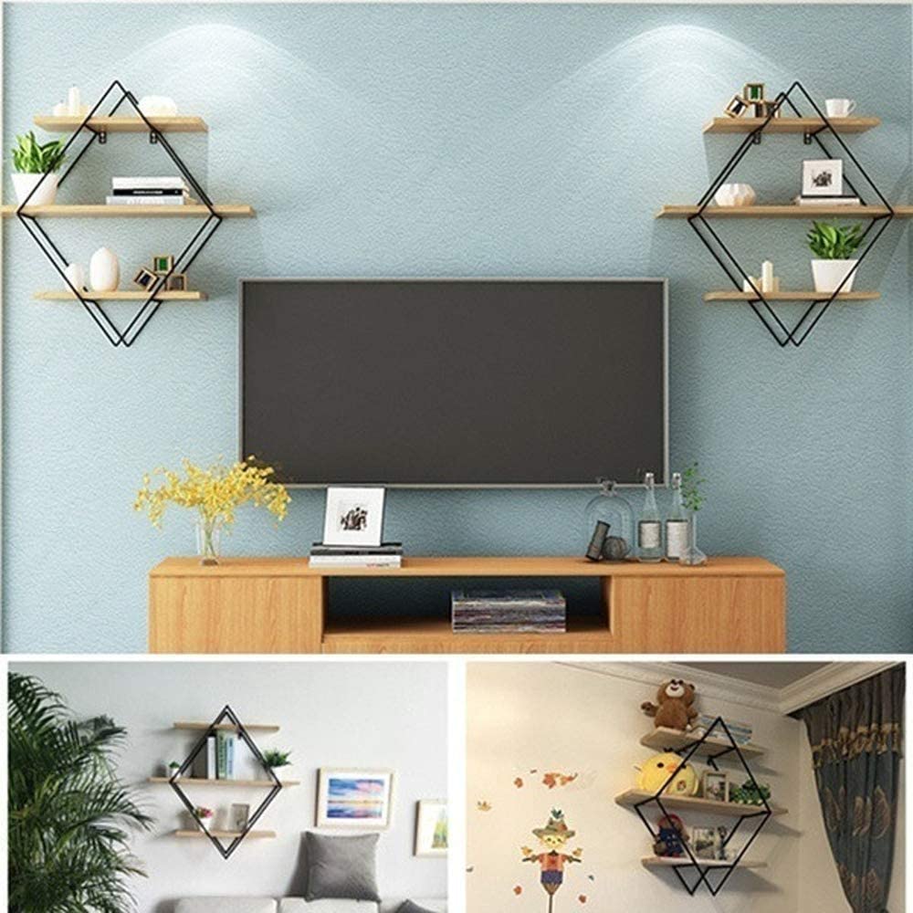 Iron Wooden Wall Mounted Book Storage Rack