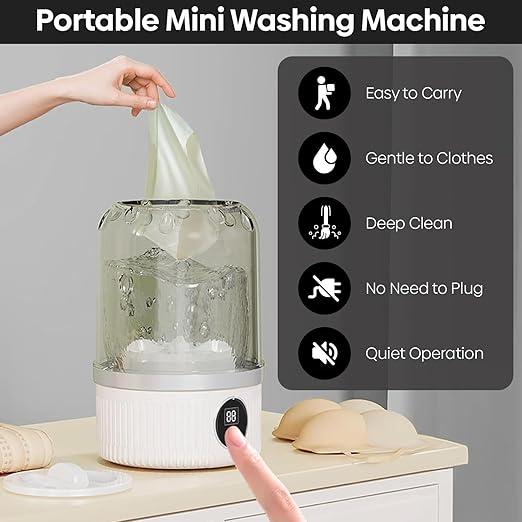 Mini Portable Washing Machine 1.2L, Digital Timer