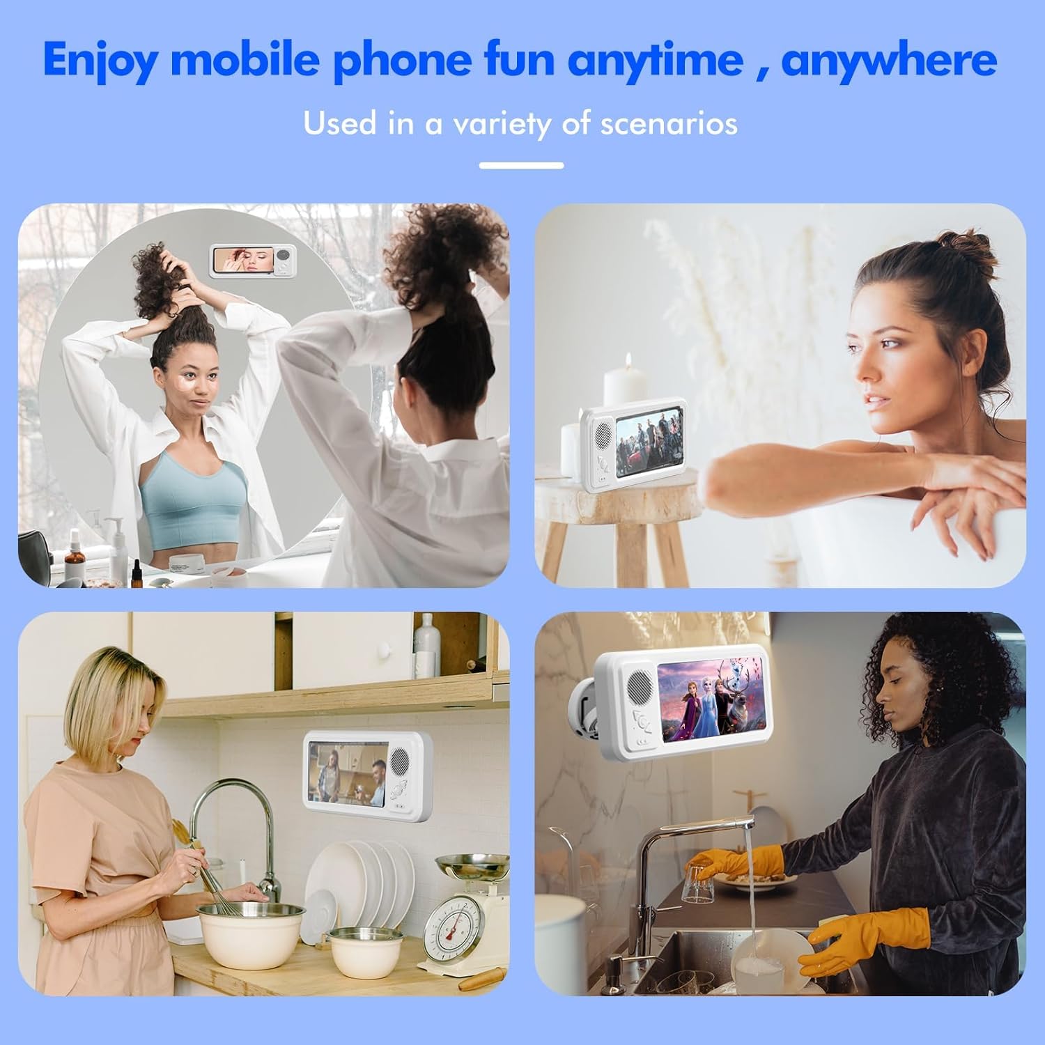 Shower Phone Holder with Wireless Bluetooth Speaker