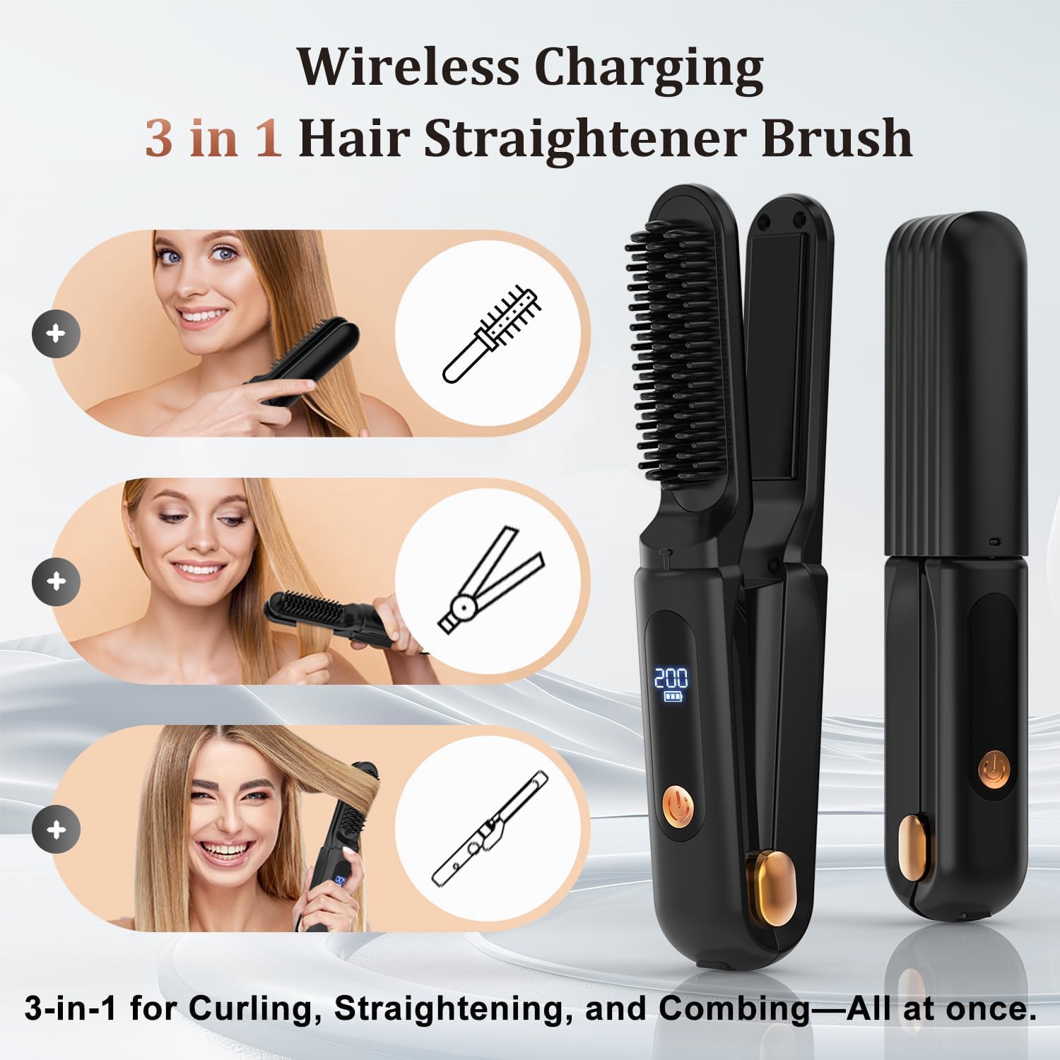 3 in 1 Hair Straightener Brush